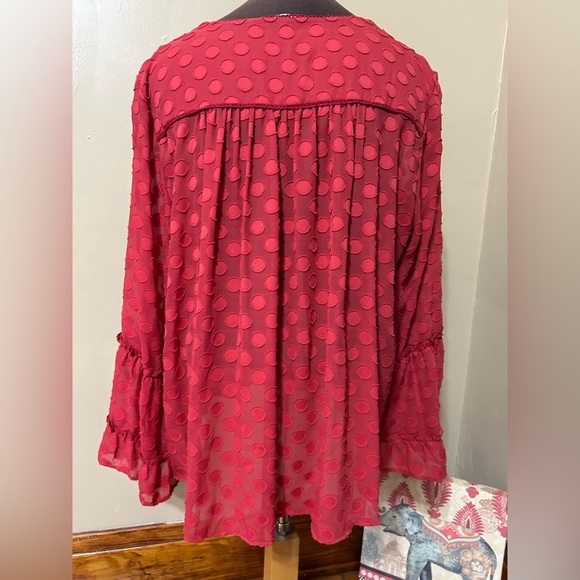 Soft Surroundings Besito Blouse Womens Size 2X Red Polka Dot Bell Sleeve - Picture 5 of 12